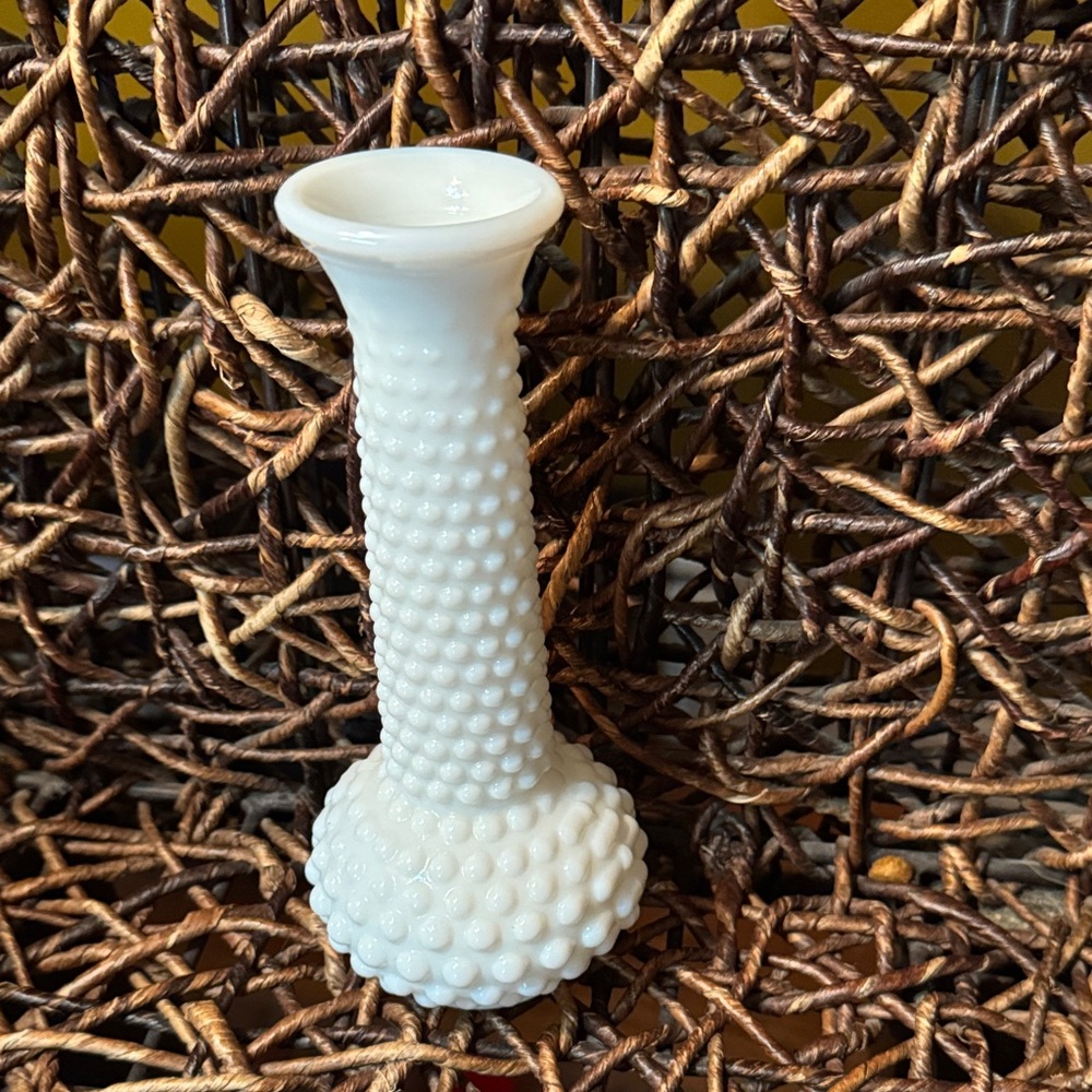 Elegant White Hobnail Vase